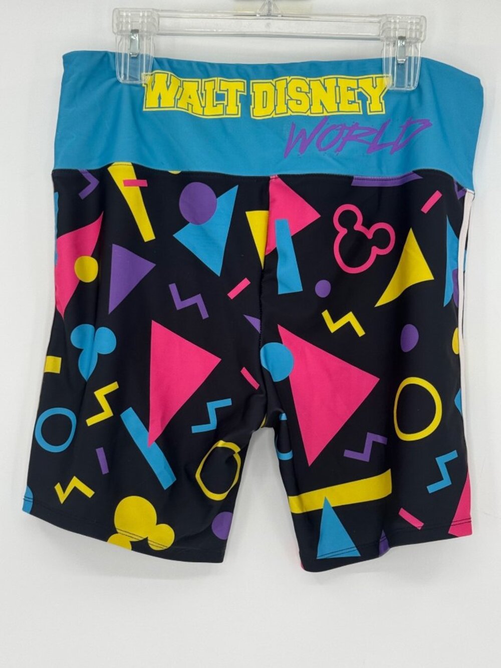 Disney World XL Retro Geometric Mickey Biker Shorts Blue Black NEW